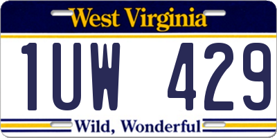 WV license plate 1UW429