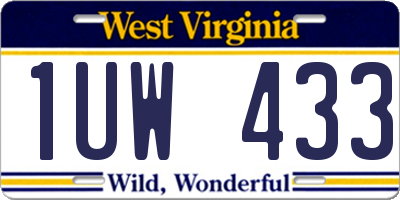 WV license plate 1UW433
