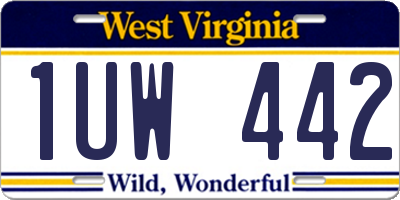 WV license plate 1UW442