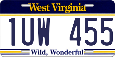 WV license plate 1UW455