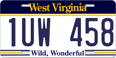 WV license plate 1UW458