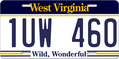 WV license plate 1UW460
