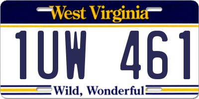 WV license plate 1UW461