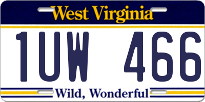 WV license plate 1UW466