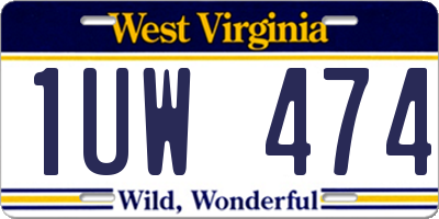 WV license plate 1UW474
