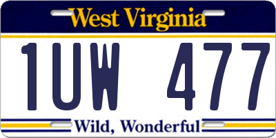 WV license plate 1UW477