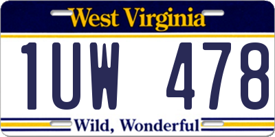 WV license plate 1UW478