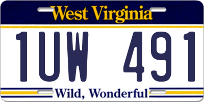 WV license plate 1UW491
