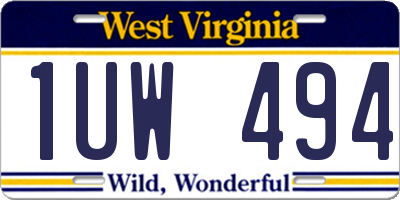 WV license plate 1UW494
