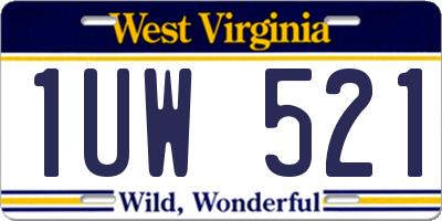 WV license plate 1UW521