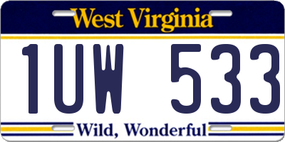 WV license plate 1UW533