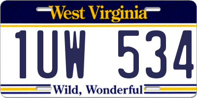WV license plate 1UW534