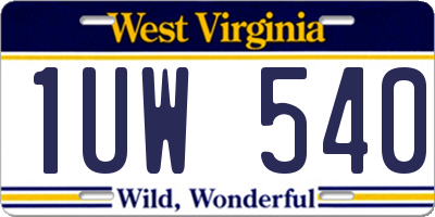 WV license plate 1UW540