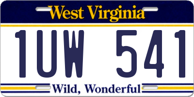 WV license plate 1UW541
