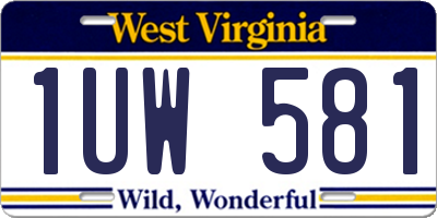 WV license plate 1UW581