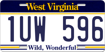 WV license plate 1UW596