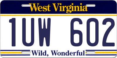 WV license plate 1UW602