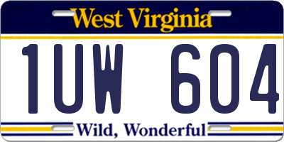 WV license plate 1UW604