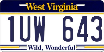 WV license plate 1UW643