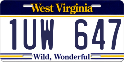 WV license plate 1UW647