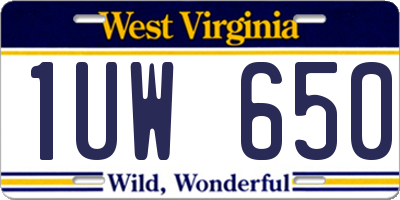 WV license plate 1UW650