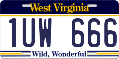 WV license plate 1UW666