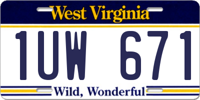 WV license plate 1UW671