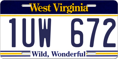 WV license plate 1UW672