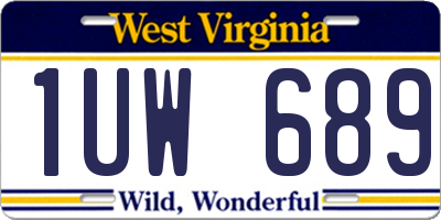 WV license plate 1UW689
