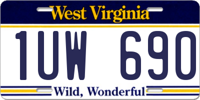 WV license plate 1UW690