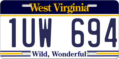 WV license plate 1UW694