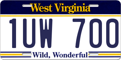 WV license plate 1UW700