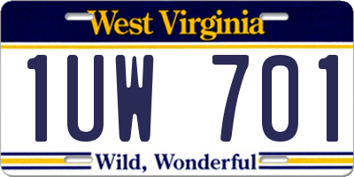 WV license plate 1UW701