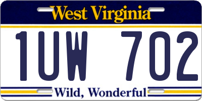 WV license plate 1UW702