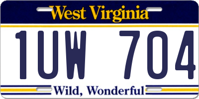WV license plate 1UW704