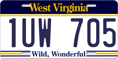 WV license plate 1UW705