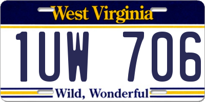 WV license plate 1UW706
