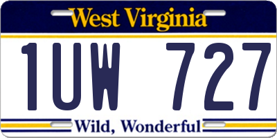 WV license plate 1UW727