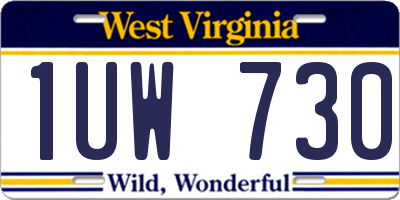 WV license plate 1UW730
