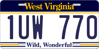 WV license plate 1UW770