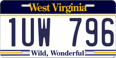 WV license plate 1UW796