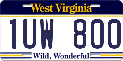 WV license plate 1UW800