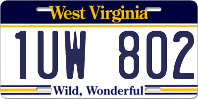 WV license plate 1UW802