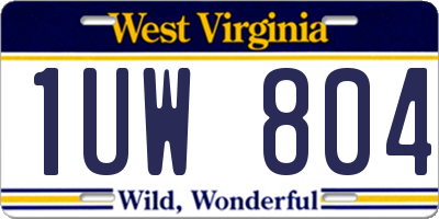 WV license plate 1UW804