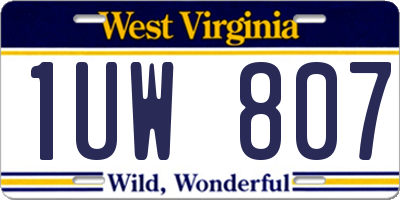 WV license plate 1UW807