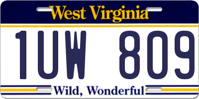 WV license plate 1UW809