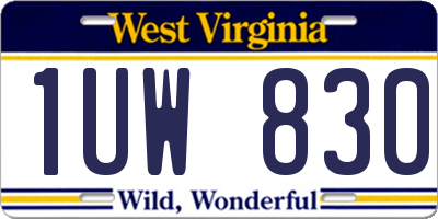 WV license plate 1UW830