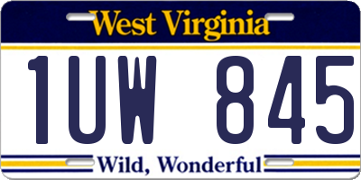 WV license plate 1UW845