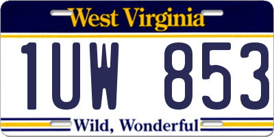 WV license plate 1UW853