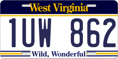 WV license plate 1UW862